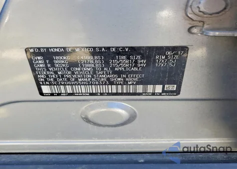 2017 Honda Hr-V Ex z USA, uszkodzony, nr VIN 3CZRU6H55HG708373